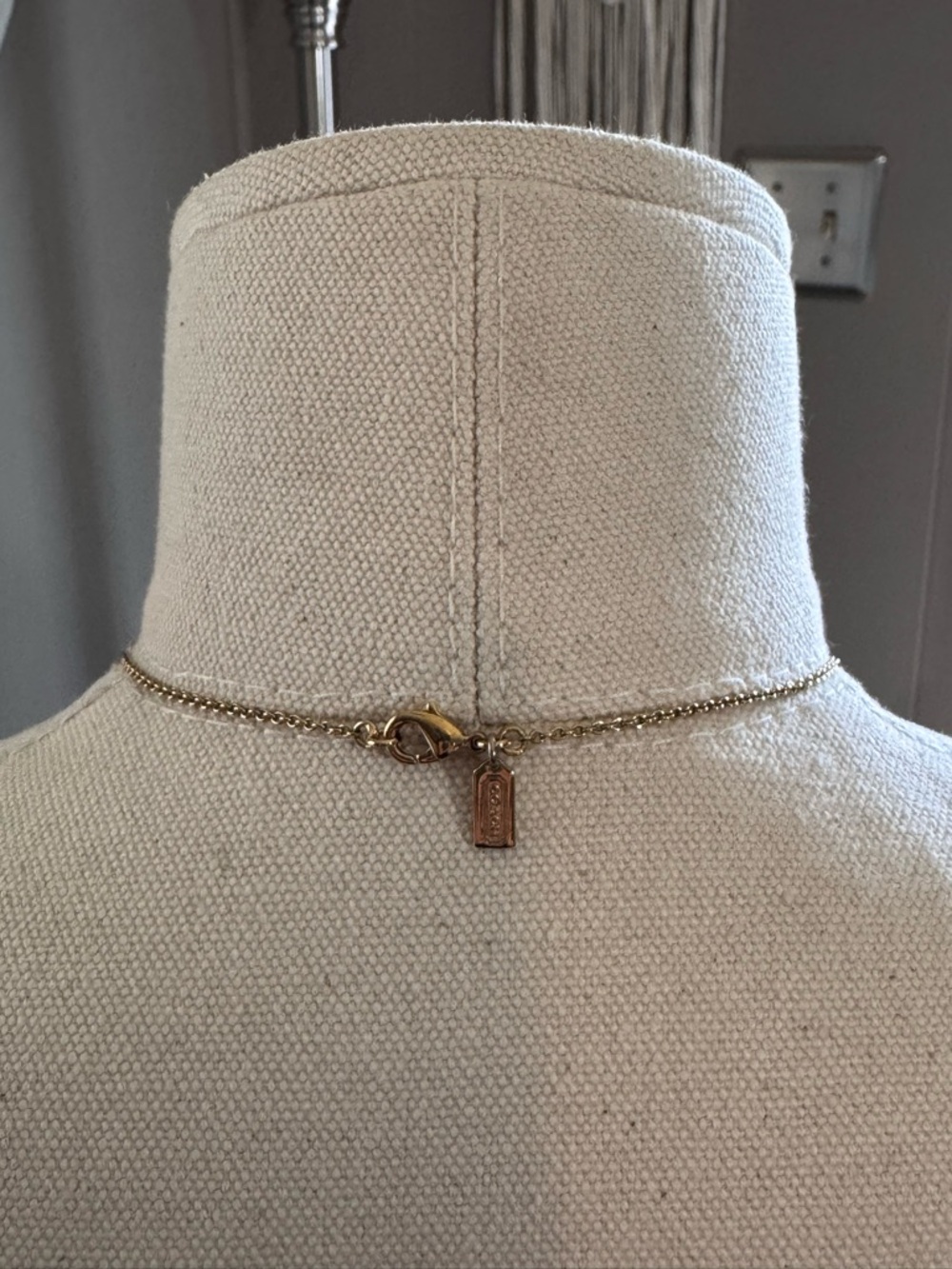 Coach Gold-tone Floral Crystal Pendant Necklace - Women's Jewelry - Picture 4 of 7
